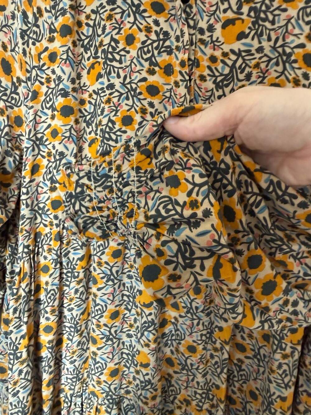 Natural Life Floral Collared Shirt Dress Tiered Midi Size Large - Picture 7 of 9